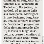 Ricordo di S. E. Mons. Bruno Bertagna 2014 - Articolo correlato Gazzetta di Parma 20 novembre 2014